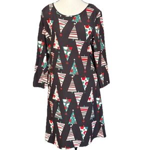 North Pole Black Tunic Mini Dress Christmas Trees Ugly Sweater Party Medium